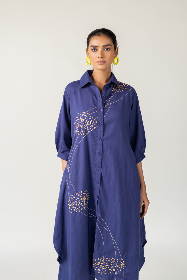 Indigo and Ecru Fluidity Tunic