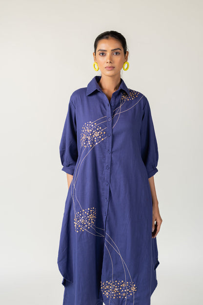 Indigo and Ecru Fluidity Tunic