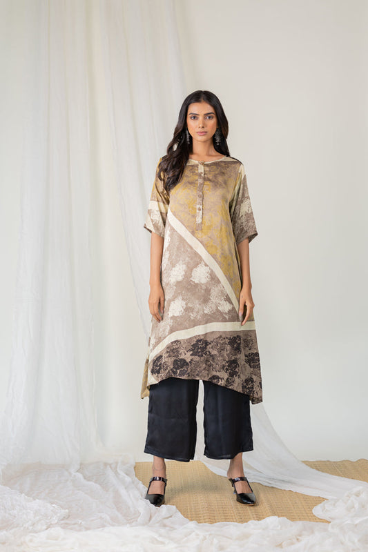 Sandstone Symphony Modal Silk Kurta Set