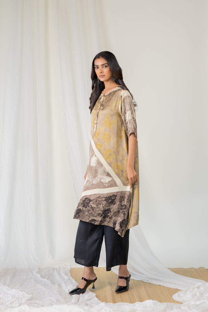 Sandstone Symphony Modal Silk Kurta