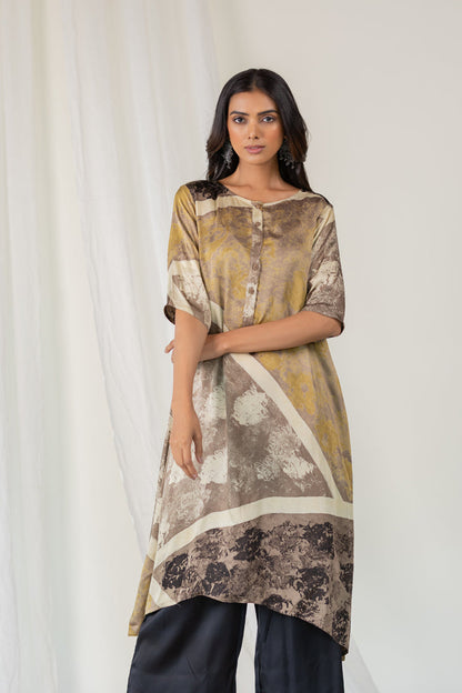 Sandstone Symphony Modal Silk Kurta Set
