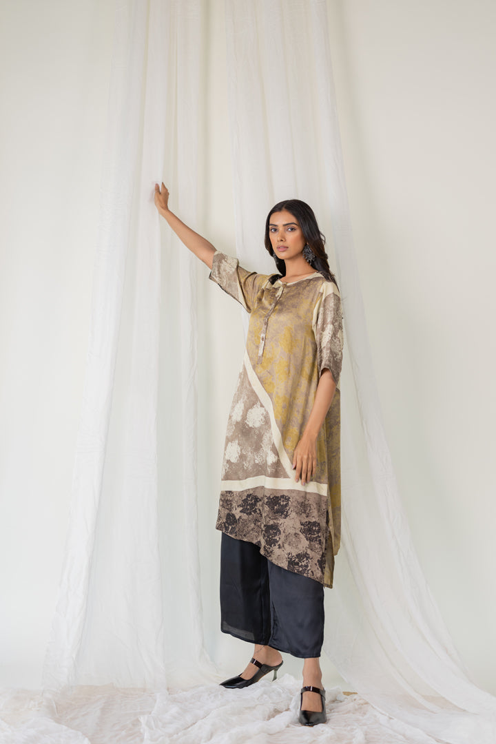 Sandstone Symphony Modal Silk Kurta