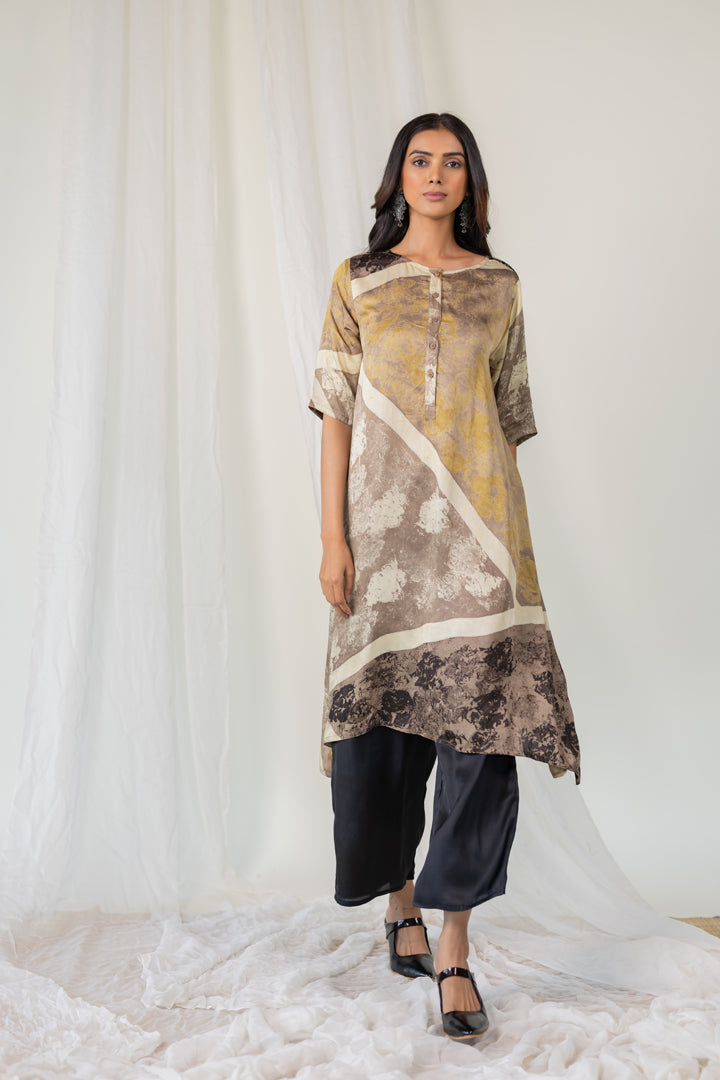 Sandstone Symphony Modal Silk Kurta