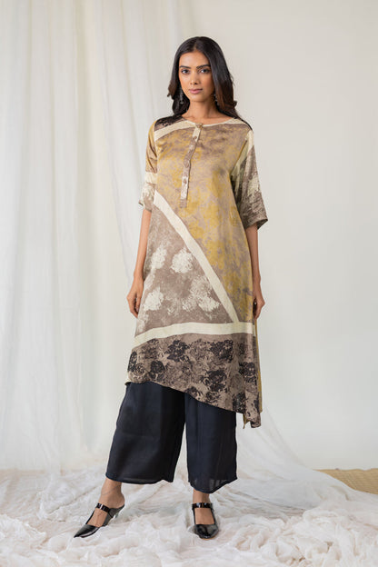 Sandstone Symphony Modal Silk Kurta Set