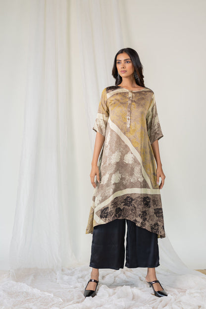 Sandstone Symphony Modal Silk Kurta Set