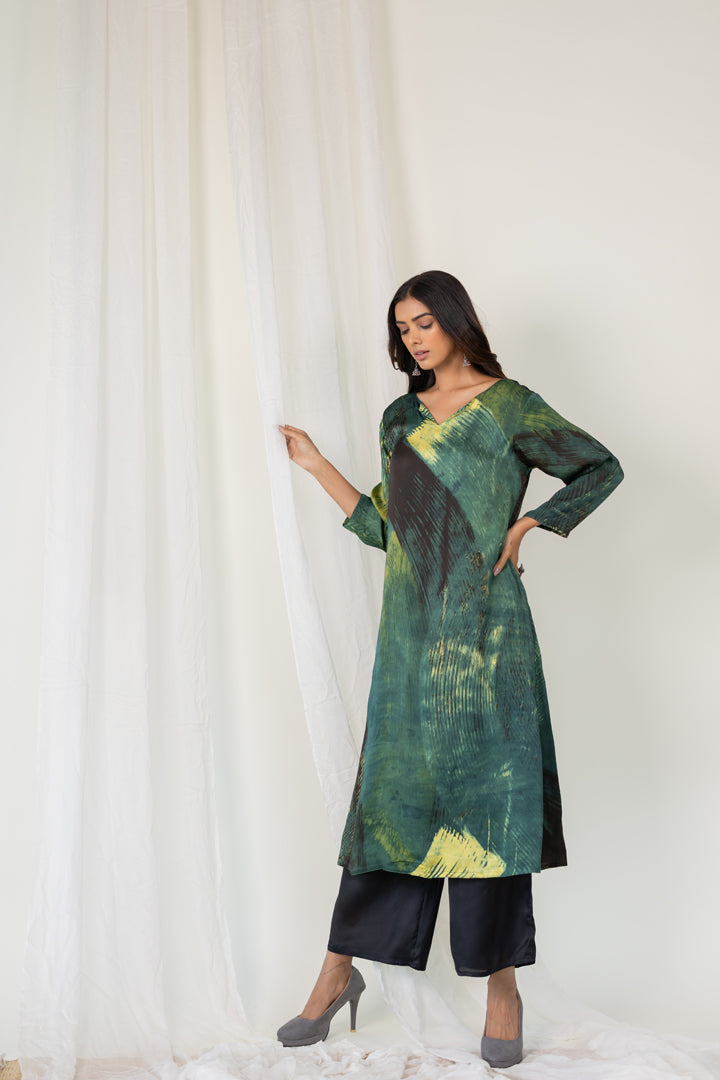 Forest Whispers Modal Silk Kurta Set