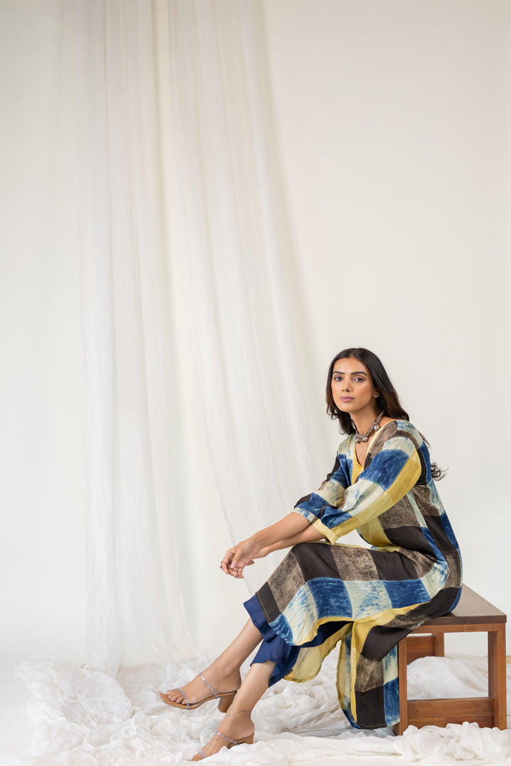 Rain Earth Mosaic Modal Silk Kurta Set