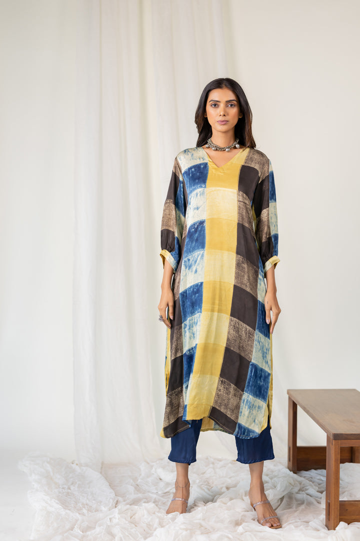 Rain Earth Mosaic Modal Silk Kurta Set