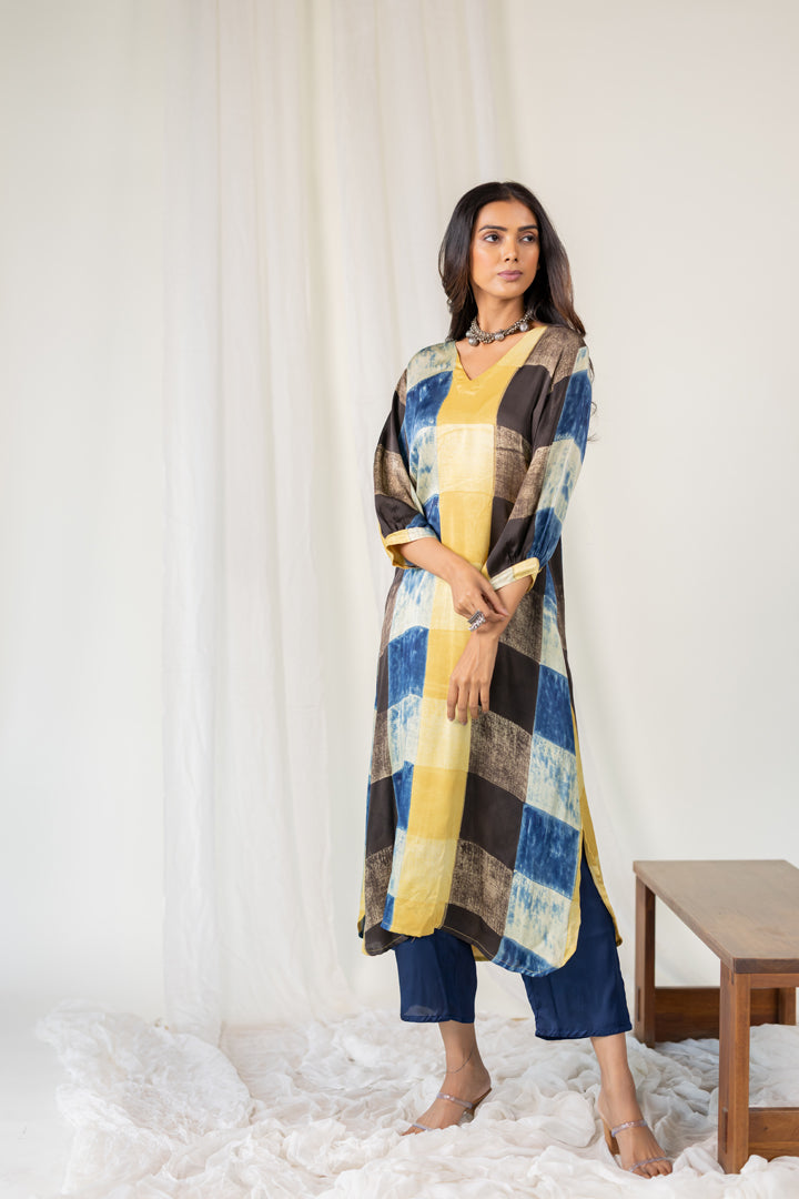 Rain Earth Mosaic Modal Silk Kurta Set