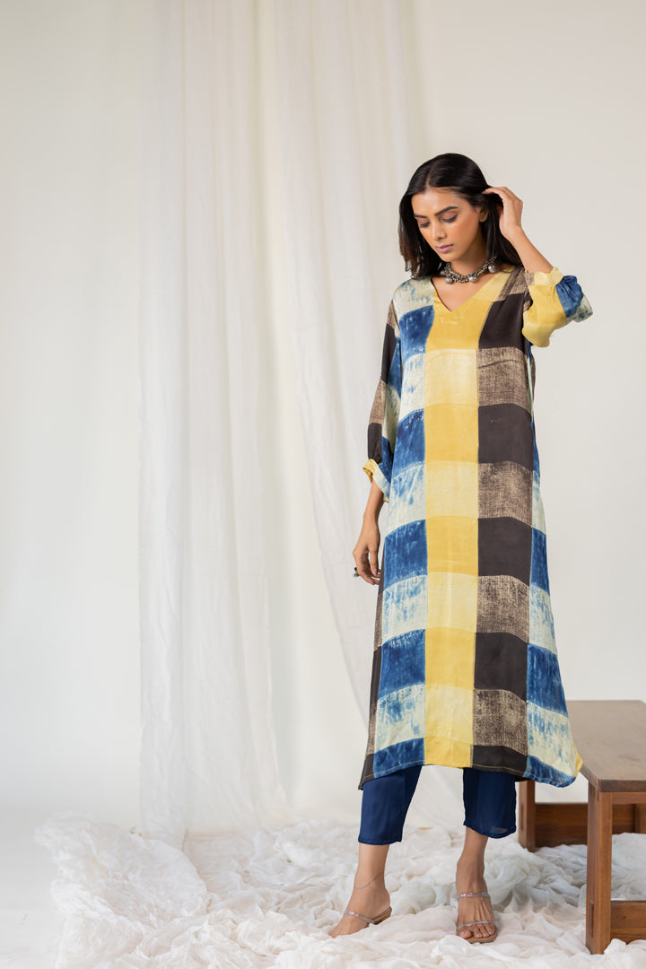 Rain Earth Mosaic Modal Silk Kurta Set