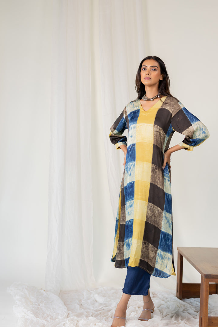 Rain Earth Mosaic Modal Silk Kurta Set