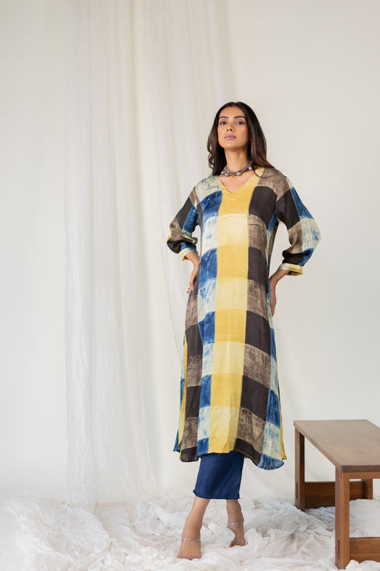 Rain Earth Mosaic Modal Silk Kurta Set