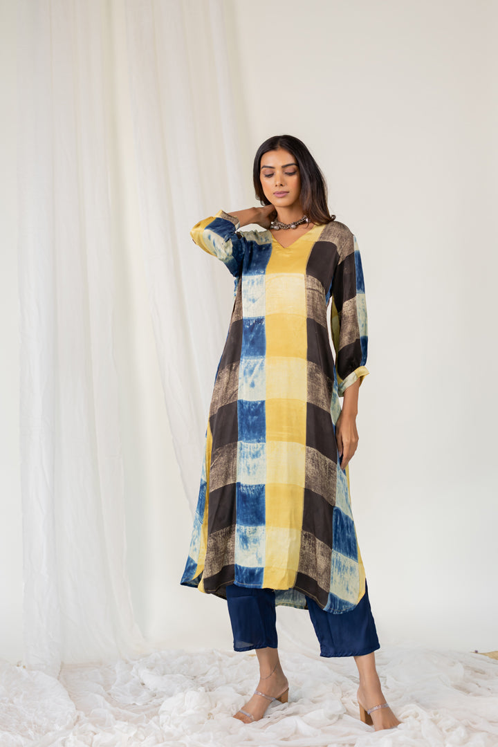 Rain Earth Mosaic Modal Silk Kurta Set