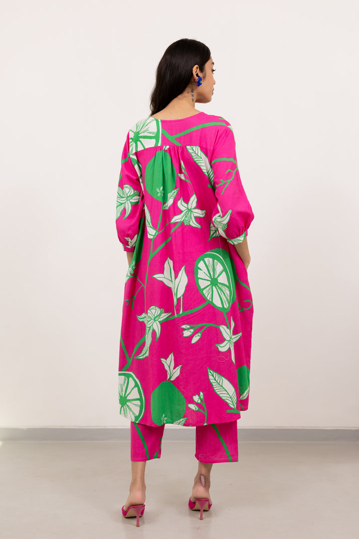 Citrus Grove Button-down Kurta set