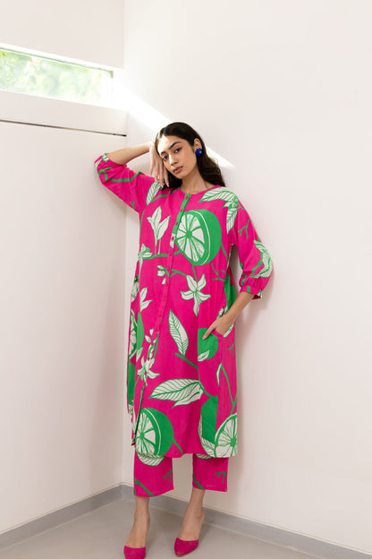 Citrus Grove Button-down Kurta set