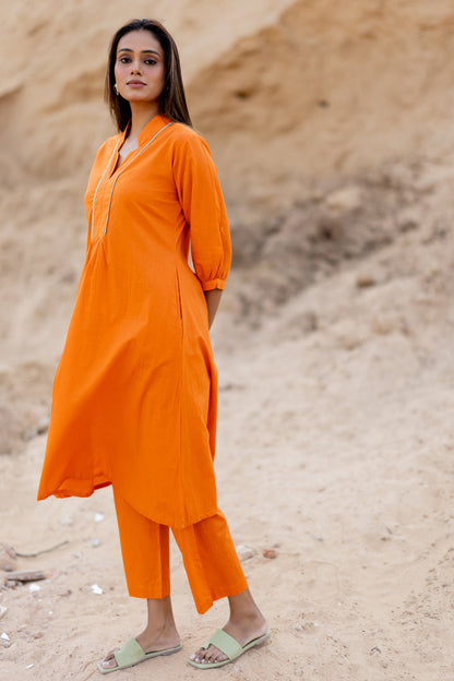 Tangerine Kurta Set