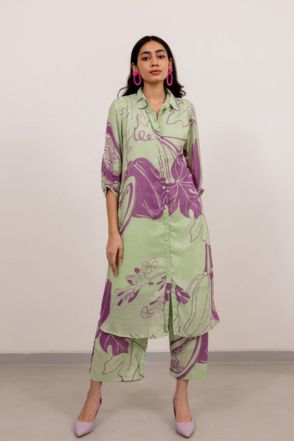 Mint Purple Papeeta Kurta Set