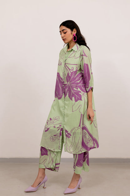 Mint Purple Papeeta Kurta Set