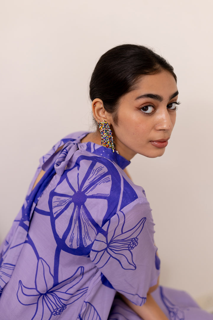 Purple lily Printed Dress Set