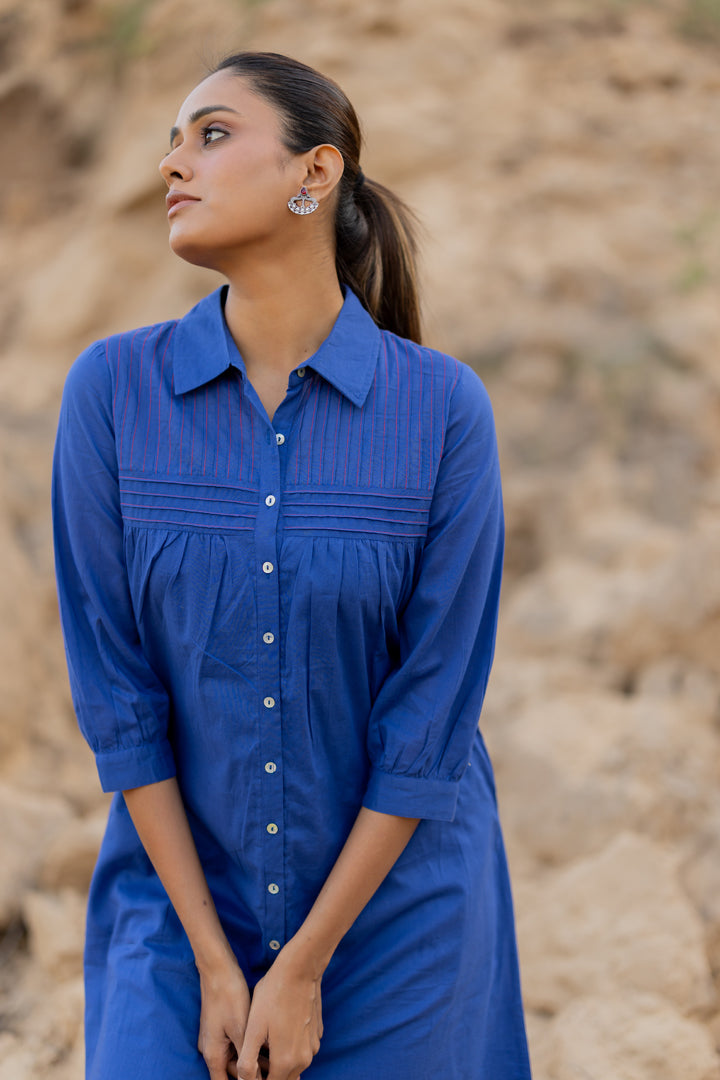 Lapis Blue Mulmul Kurta