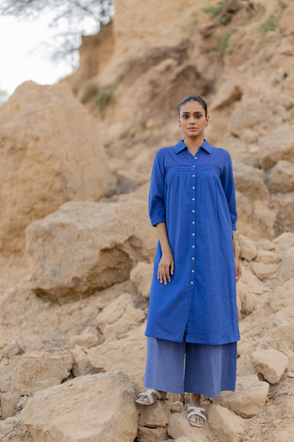 Lapis Blue Mulmul Kurta