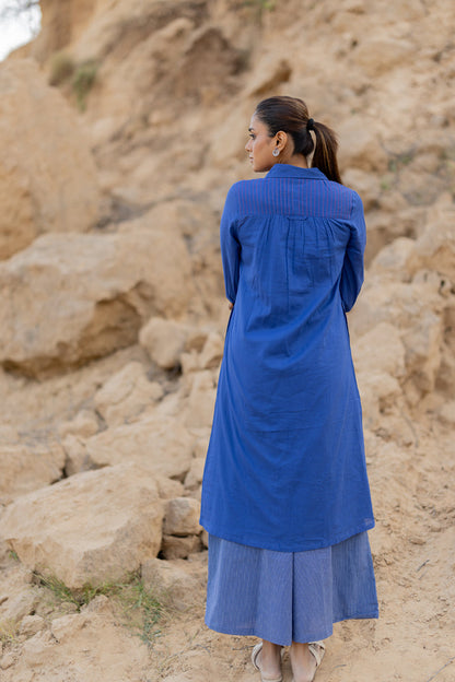 Lapis Blue Mulmul Kurta