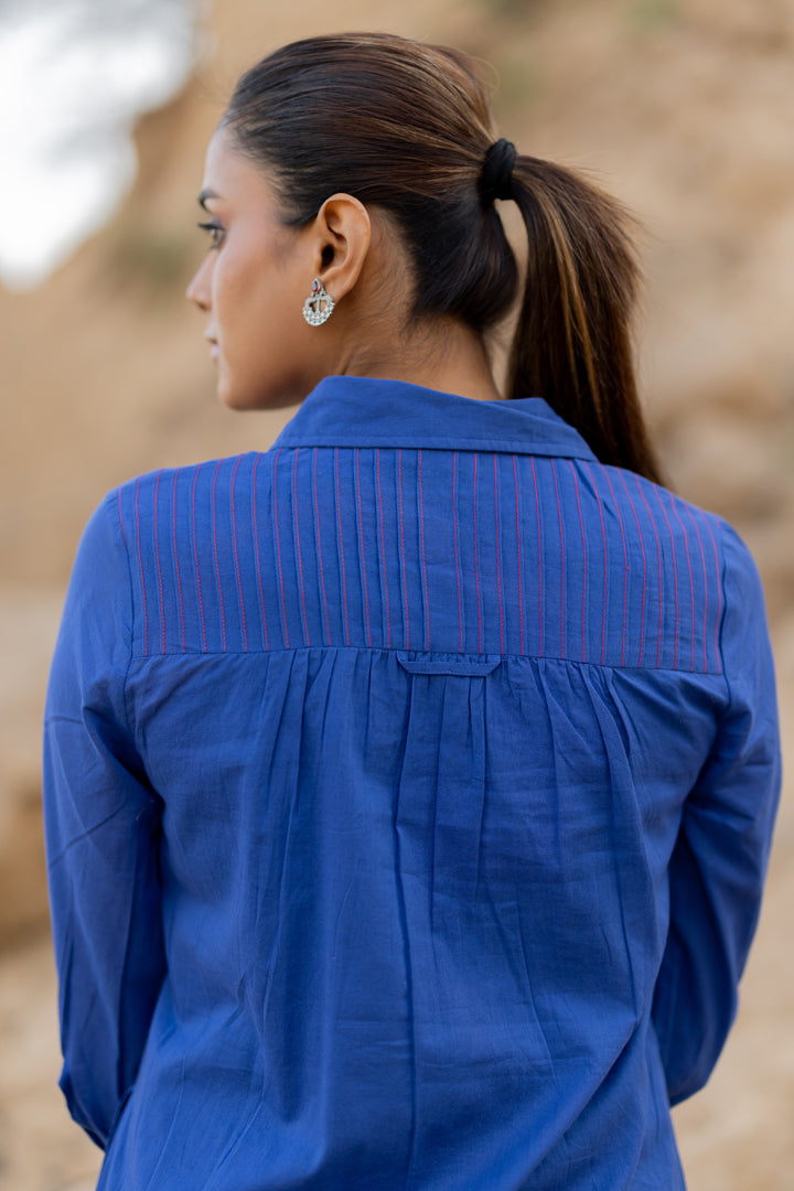Lapis Blue Mulmul Kurta