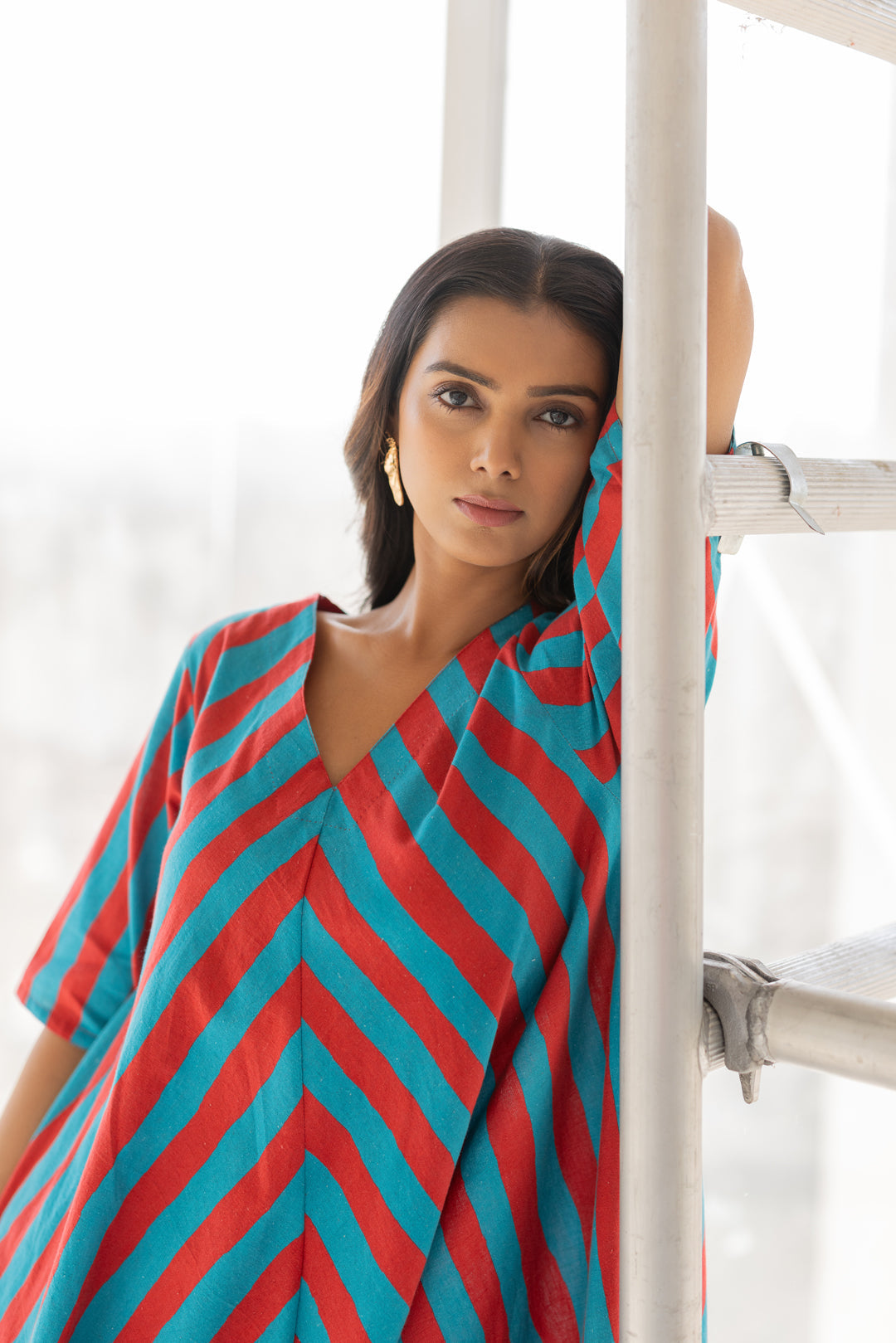 Poppy and Blue Stripe Kurta