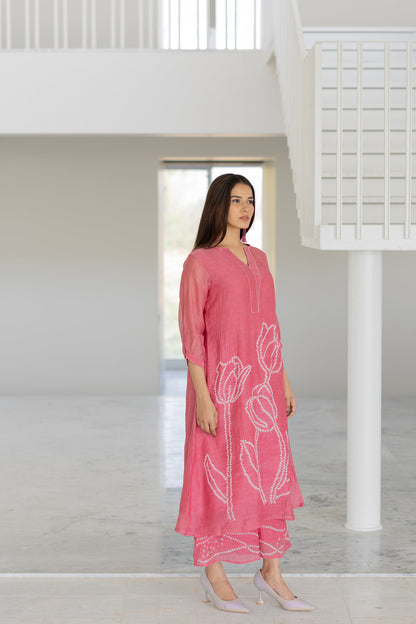 Misty Tulips Bandhani Kurta Set