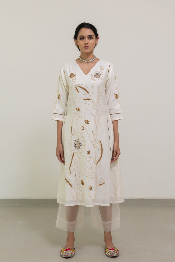 Shwetara Kurta and Sheer Pants Set