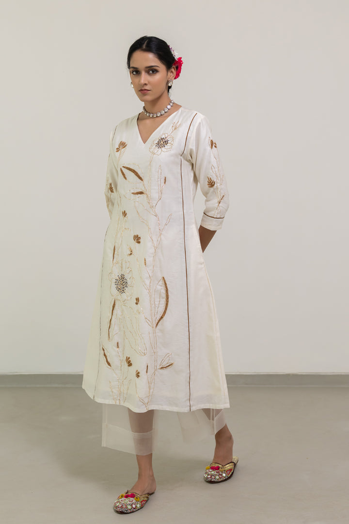 Shwetara Kurta and Sheer Pants Set