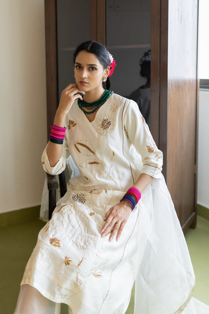 Shwetara Kurta and Sheer Pants Set