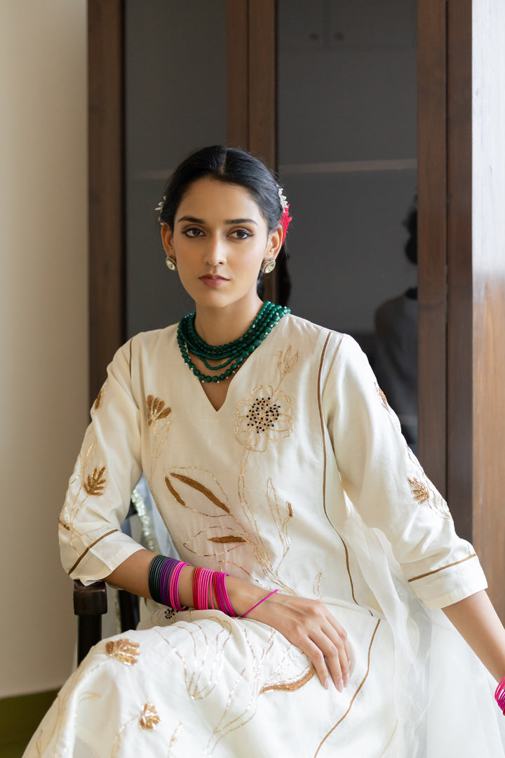 Shwetara Kurta and Sheer Pants Set