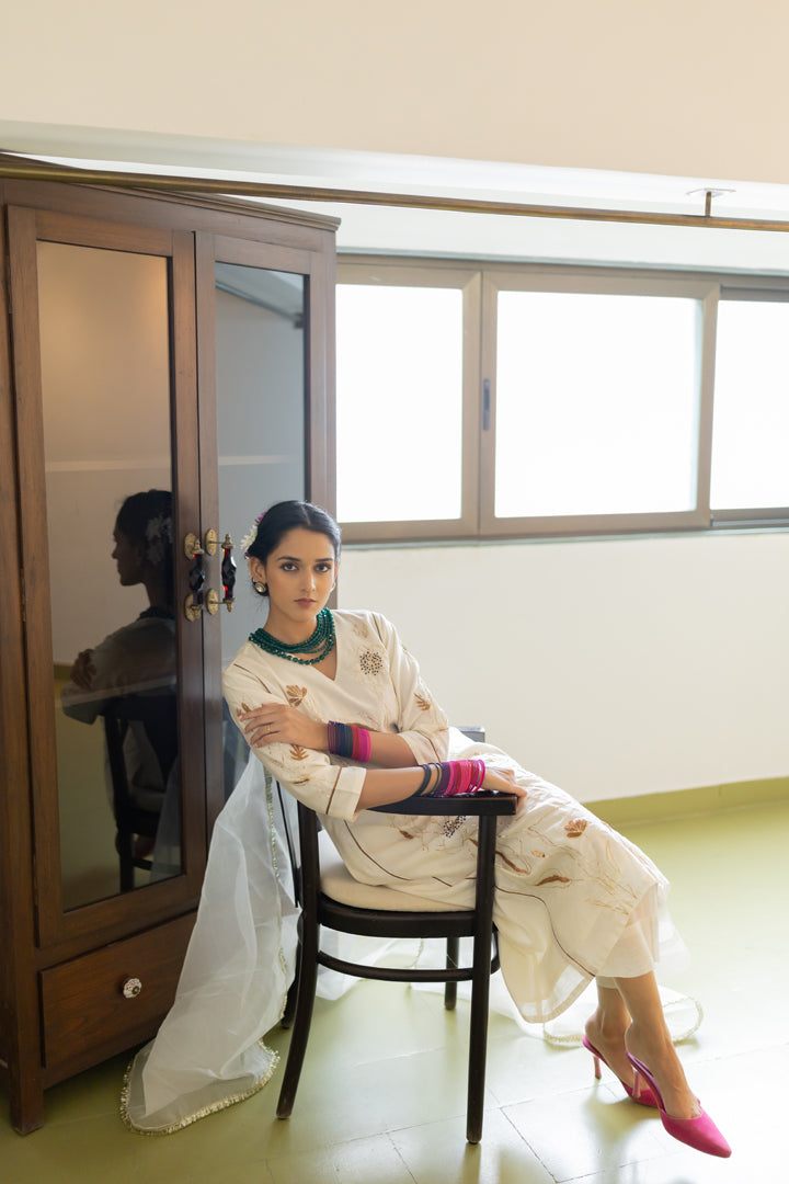 Shwetara Kurta and Sheer Pants Set
