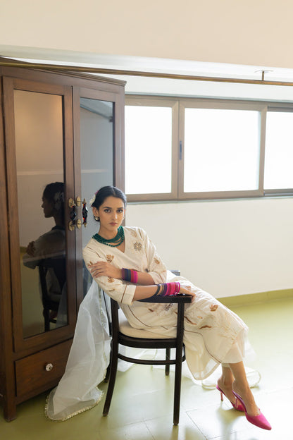 Shwetara Kurta and Sheer Pants Set