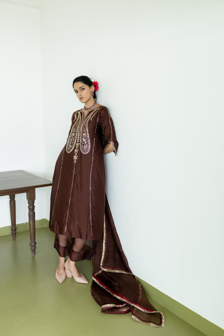Dhaaraa Paisely Kurta and Sheer Pants Set