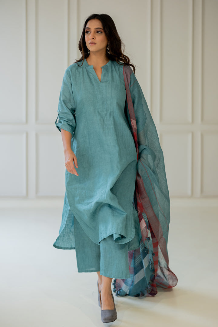 Paradiso Linen Kurta Set with Dupatta