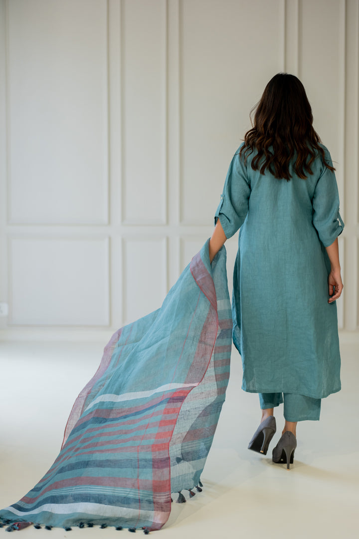 Paradiso Linen Kurta Set with Dupatta
