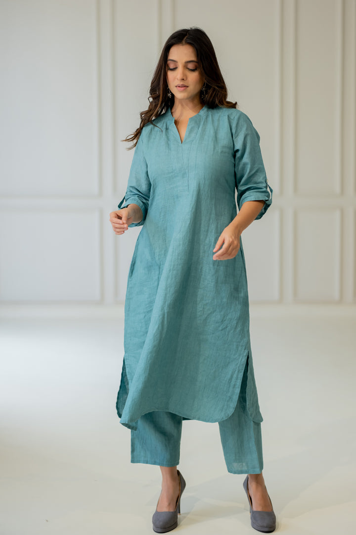 Paradiso Linen Kurta Set with Dupatta