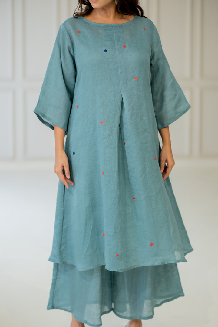 Coastal Lagoon Linen Kurta Set
