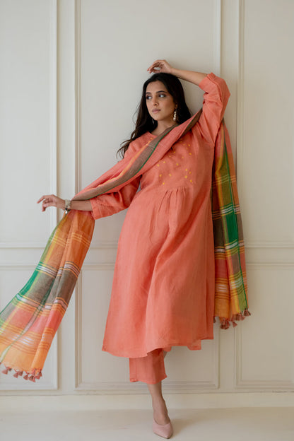 Tropical Apricot Kurta Set