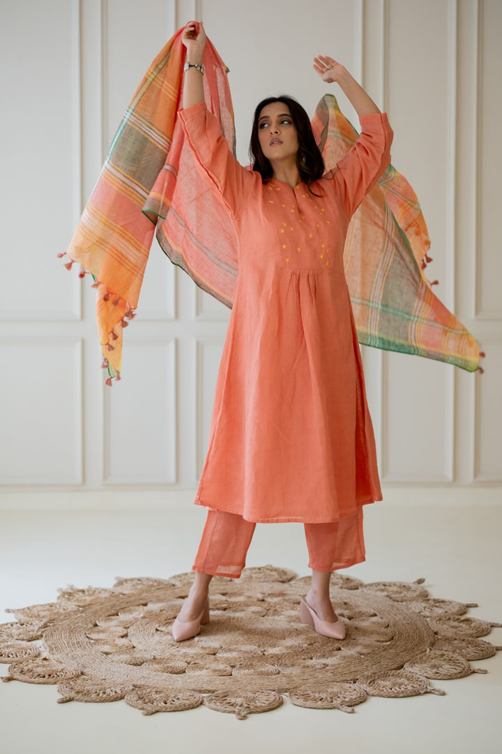 Tropical Apricot Kurta Set