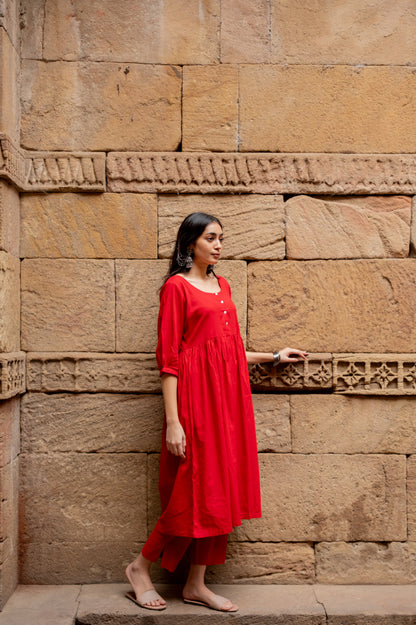 Poppy red kurta set