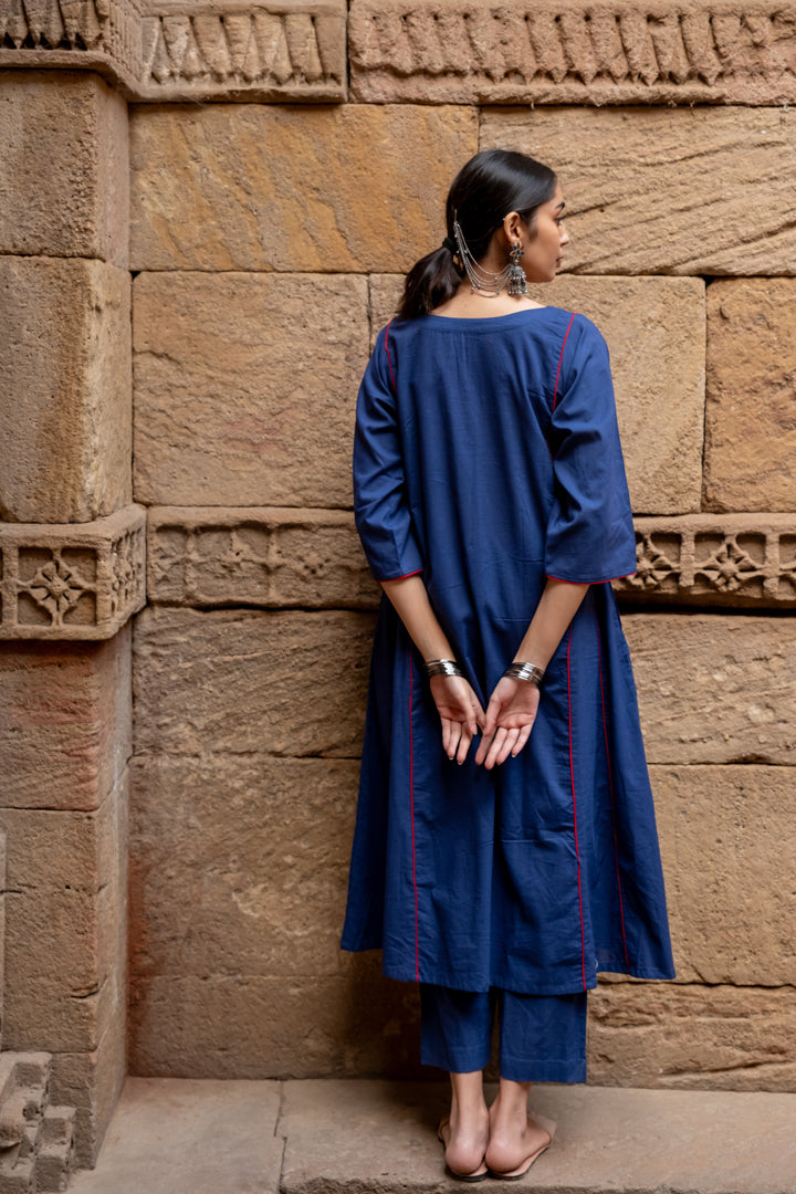 Midnight blue kurta set with dupatta