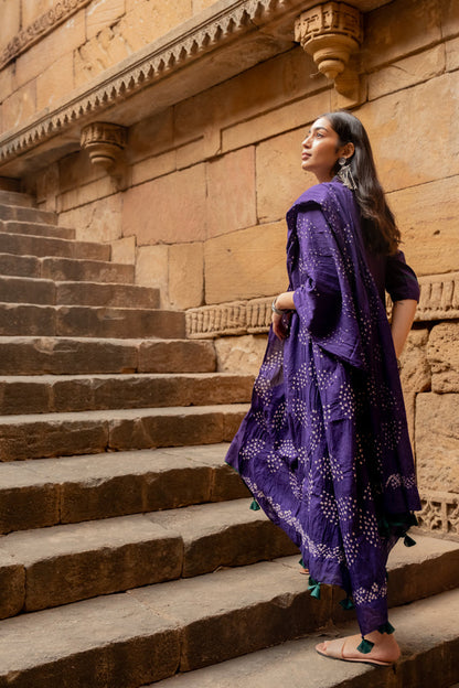 Purple grape kurta set with dupatta