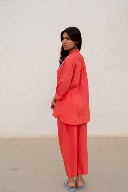 Coral Embroidered Co-Ord
