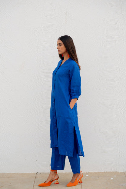 Sapphire Linen buttondown Kurta Set