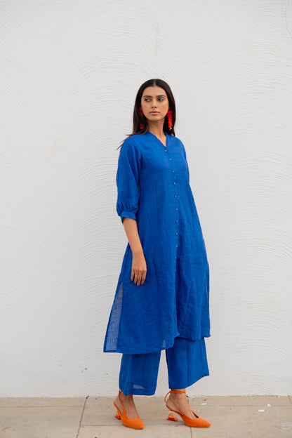Sapphire Linen buttondown Kurta