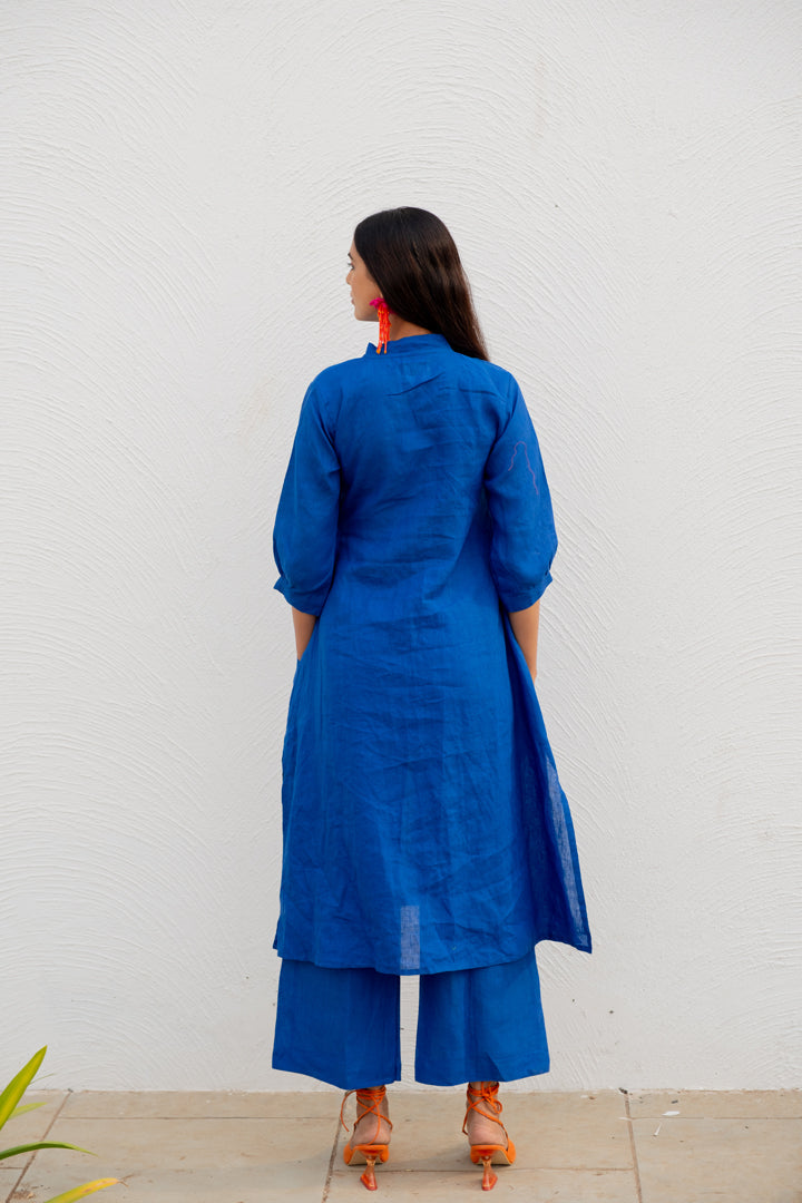 Sapphire Linen buttondown Kurta