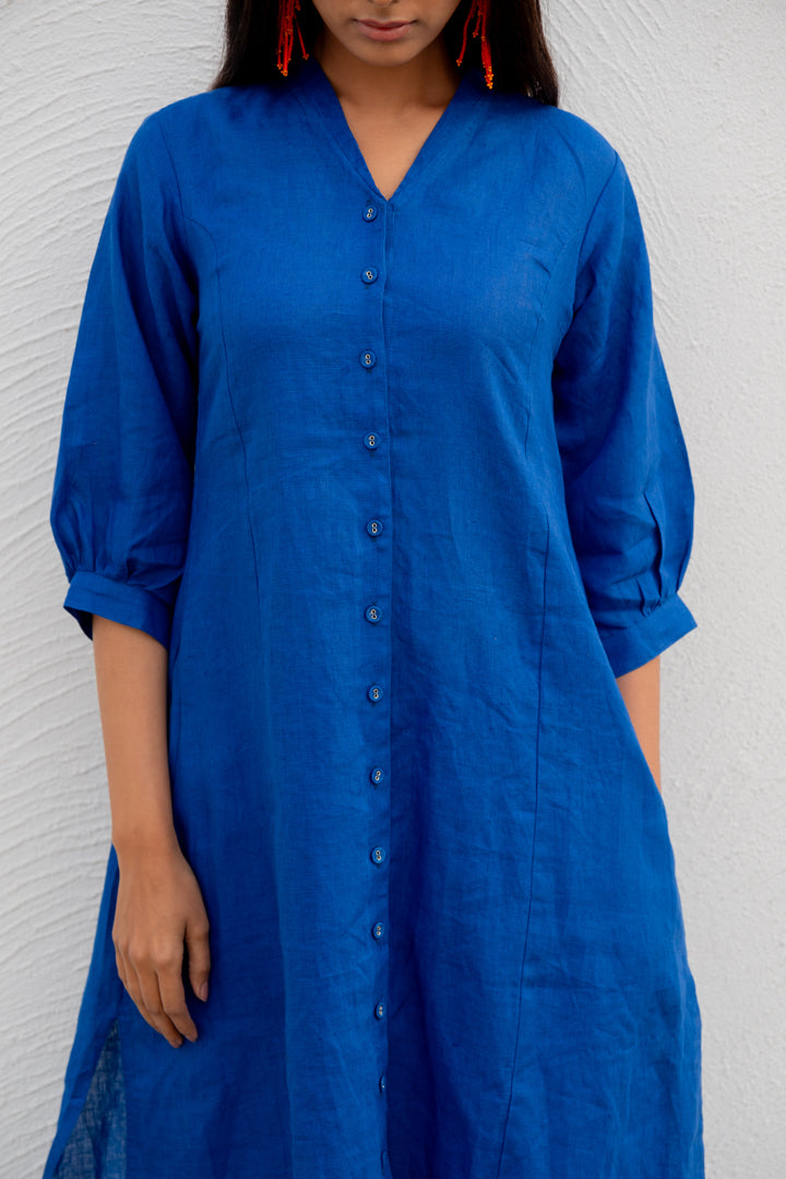 Sapphire Linen buttondown Kurta